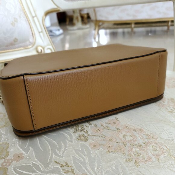 Tory Burch Robinson Tan Saffiano Leather Logo Shoulder Bag Chain Crossbody - Picture 6 of 15